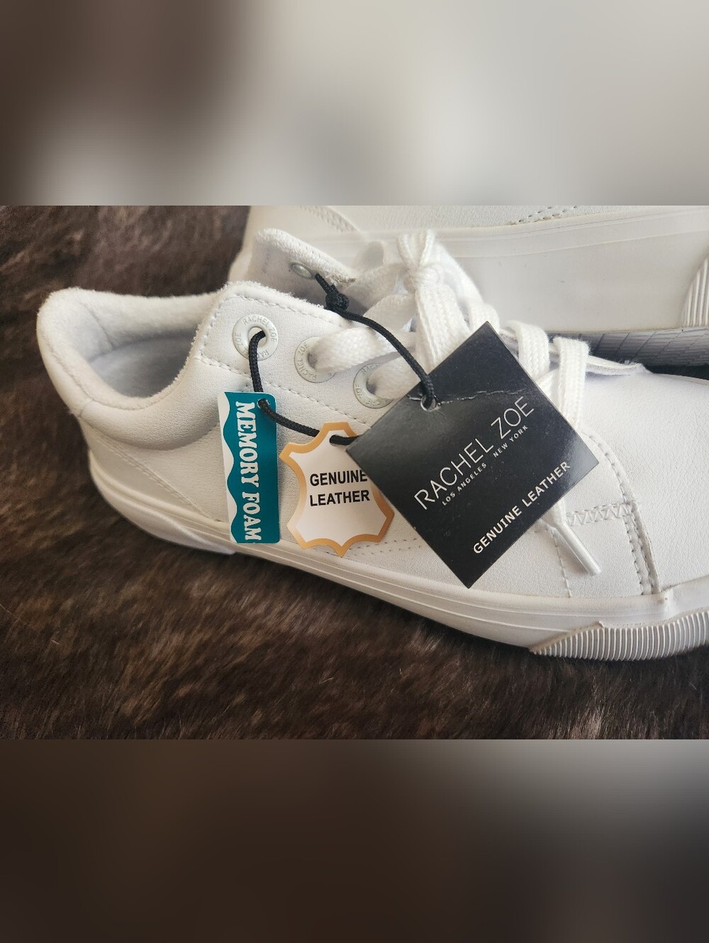 Rachel Zoe Womens White Leather Low-Top Sneakers